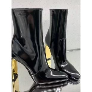 品牌女式 修身 短靴Nazha同款 羊毛衬里高跟鞋 Loo 靴2024秋冬新款 时尚