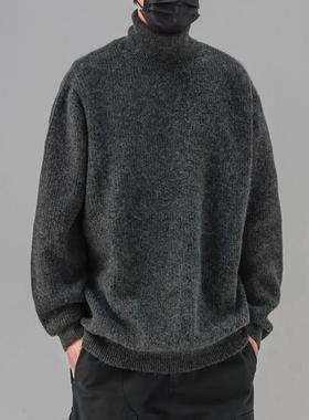 コーデュイの潮牌毛衣男秋冬季纯色加厚保暖针织衫日系高领毛线衣