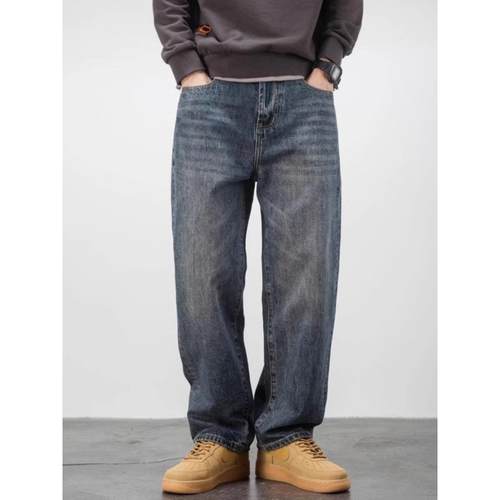 it Afternnaths潮牌阔腿牛仔裤男休闲直筒新款美式覆古秋冬季加绒