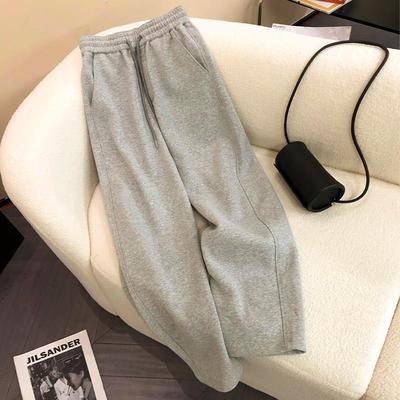 高级感时髦灰色运动休闲直筒卫裤女高腰垂感阔腿裤秋冬新款小个子
