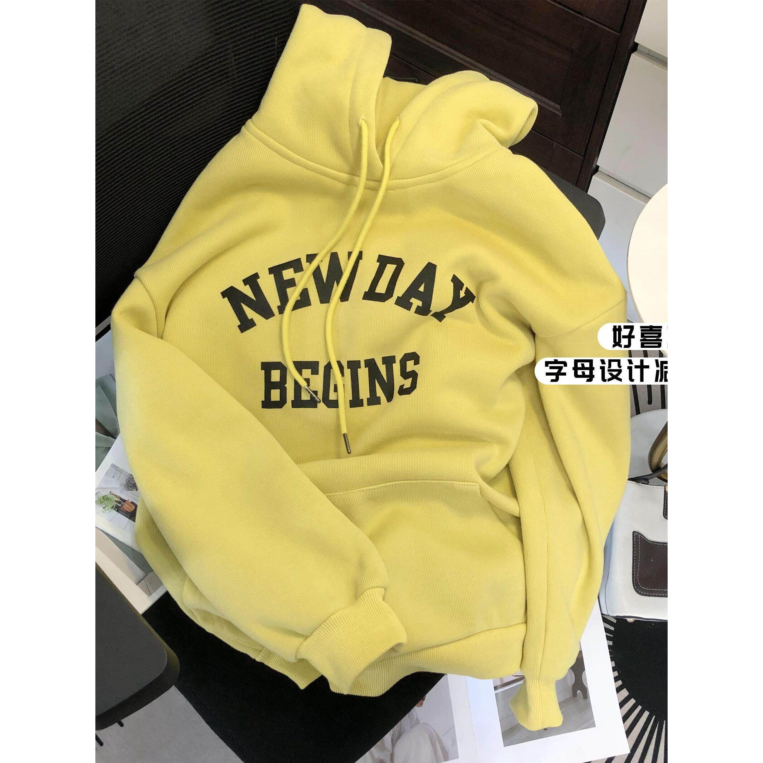 潮牌连帽卫衣女秋冬季2025新款潮流印花字母宽松休闲加绒长袖上衣