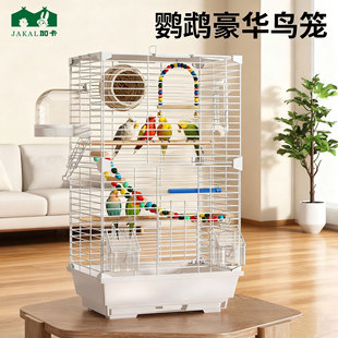 鸟笼鹦鹉笼子防溅洒家用专用大号豪华别墅八哥玄凤虎皮新型生态笼