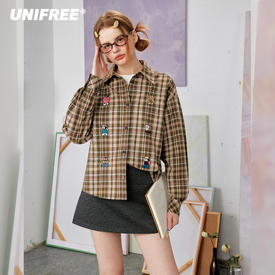 UNIFREE直筒单排扣长袖衬衫