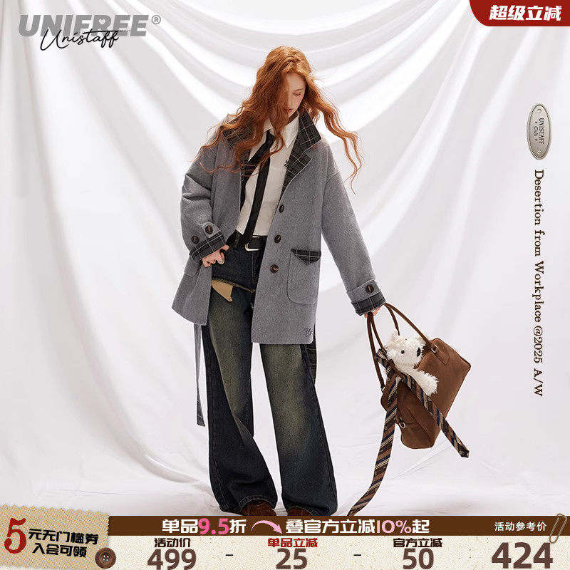 UNIFREE韩系秋冬羊毛呢外套