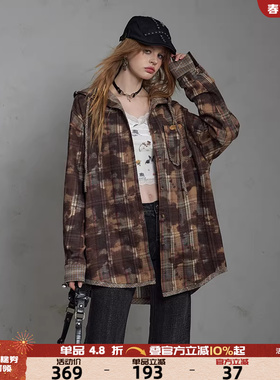 UNIFREE废土风长袖衬衫25年秋季新款美拉德外套连帽衬衫法式上衣