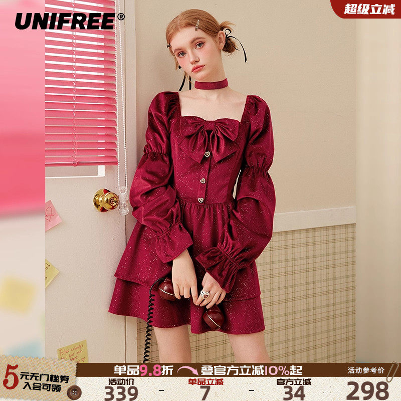 UNIFREEA字型丝绒连衣裙