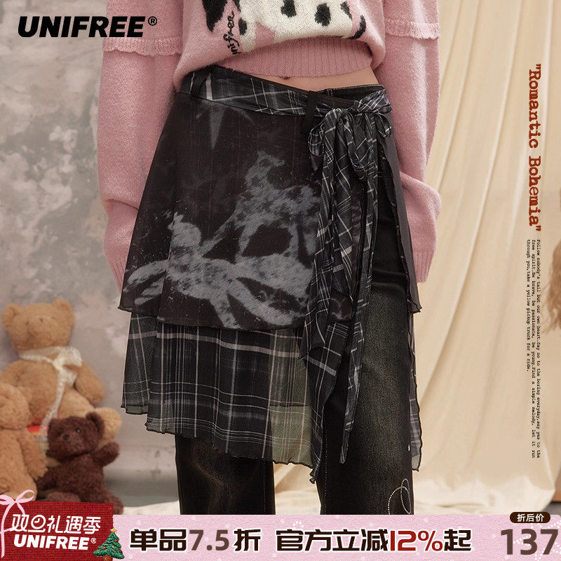 UNIFREE复古简约半身裙