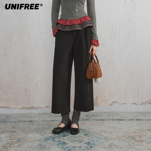 UNIFREE毛呢直筒休闲裤