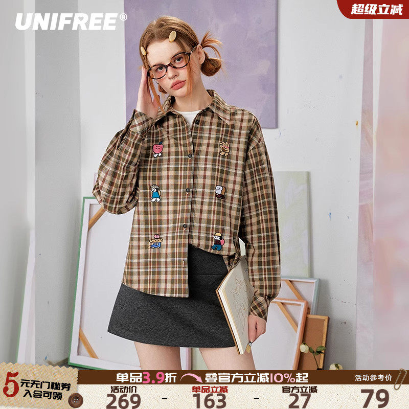 UNIFREE直筒单排扣长袖衬衫