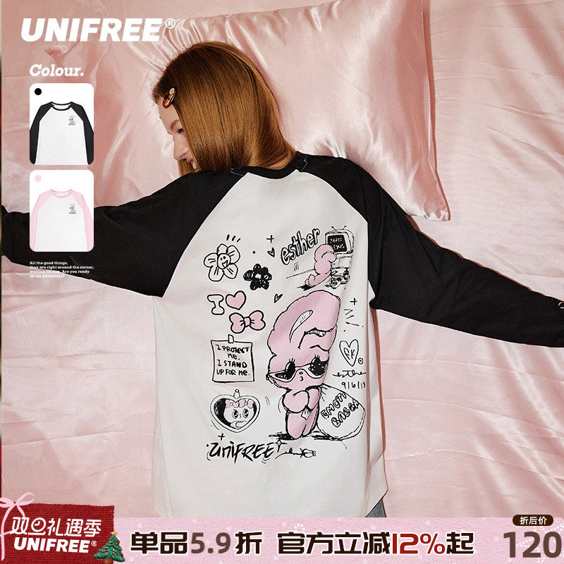 UNIFREE长袖甜美可爱T恤