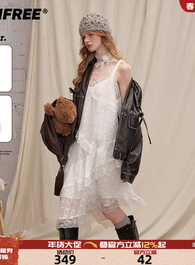 【明星同款】UNIFREE蕾丝吊带裙女不规则演唱会穿搭蛋糕裙连衣裙