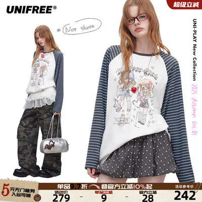 UNIFREE宽松撞色长袖T恤