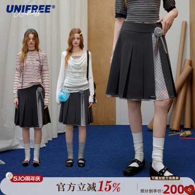 UNIFREE格纹西装半身裙