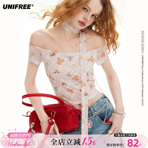 UNIFREE短袖一字肩T恤
