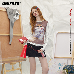 UNIFREE圆领撞色长袖 T恤U261G043V1W1 呼呼严选专享