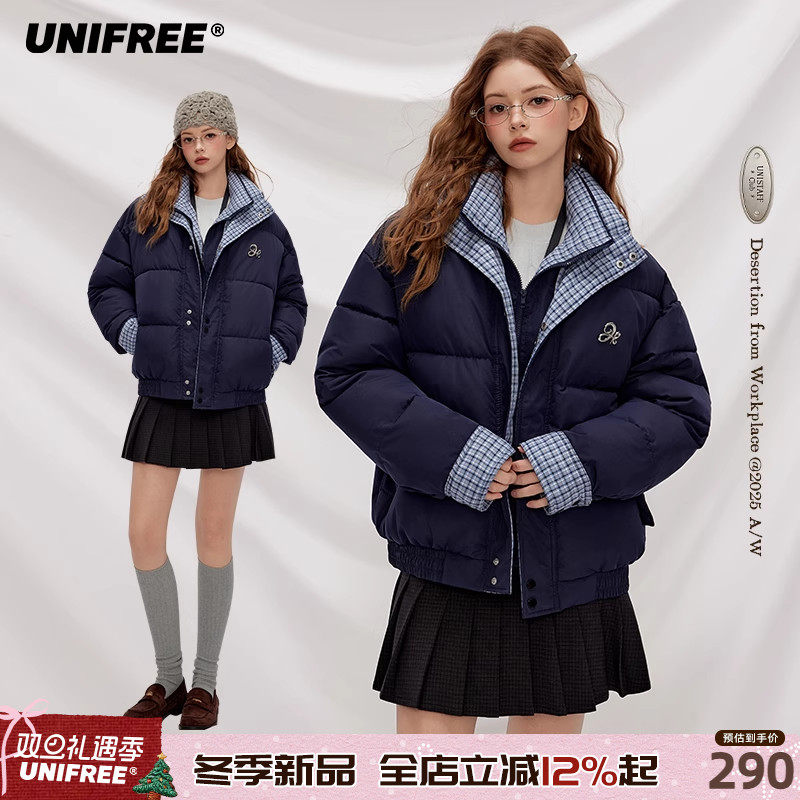 UNIFREE假两件学院风棉服