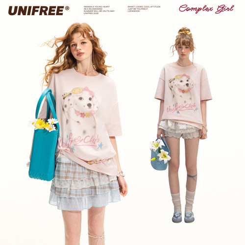 【虹虹直播间】UNIFREE休闲百搭宽松圆领T恤U262G087V1W1