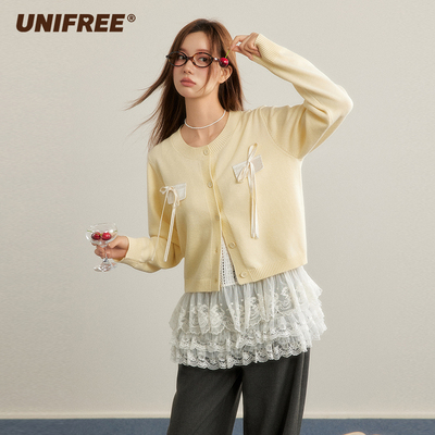 UNIFREE慵懒风蝴蝶结针织衫