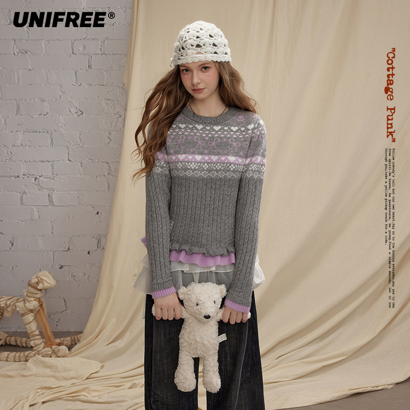 【昕怡专属】UNIFREE费尔岛长袖针织衫北极绒U254K535E1W1