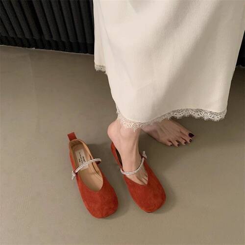 玛丽珍鞋韩版晚晚风温柔浅口单鞋女2026新款水钻闪闪奶奶鞋平底鞋