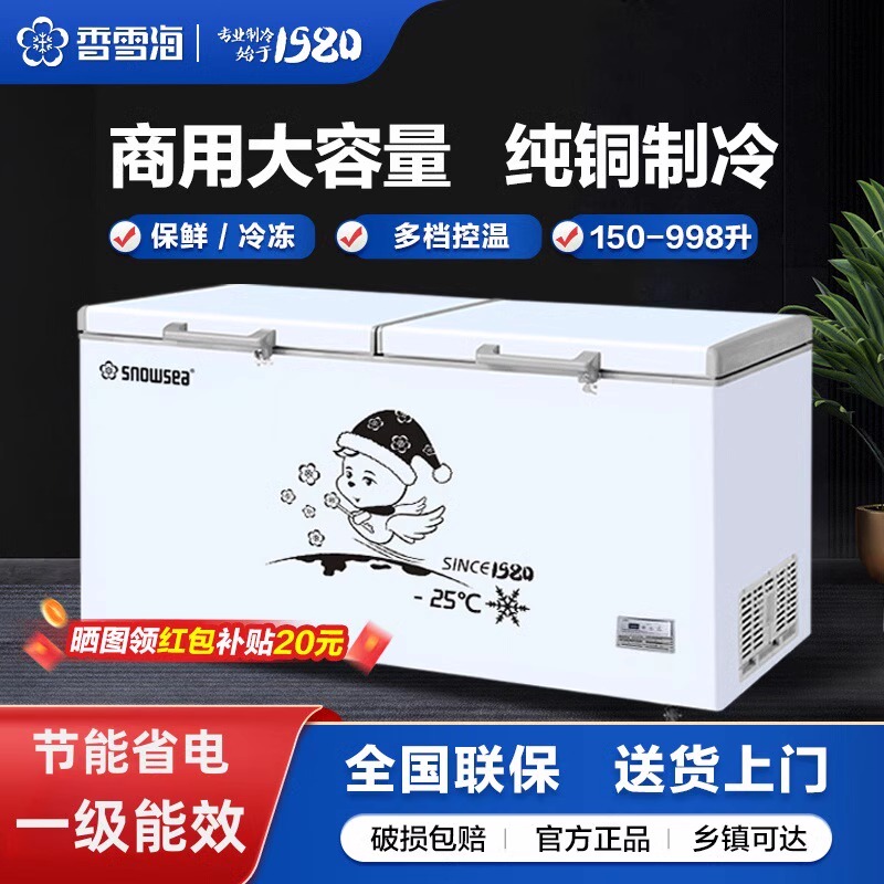 香雪海新款大型商用冷藏冷冻单双温大容量卧式冰柜冷冻柜一级能效