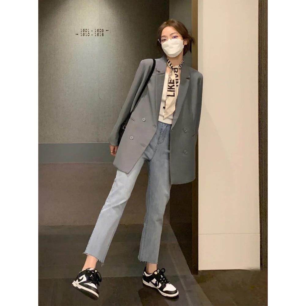 LILY MOST高级感灰色西装外套女春新款小个子韩版宽松休闲西服潮
