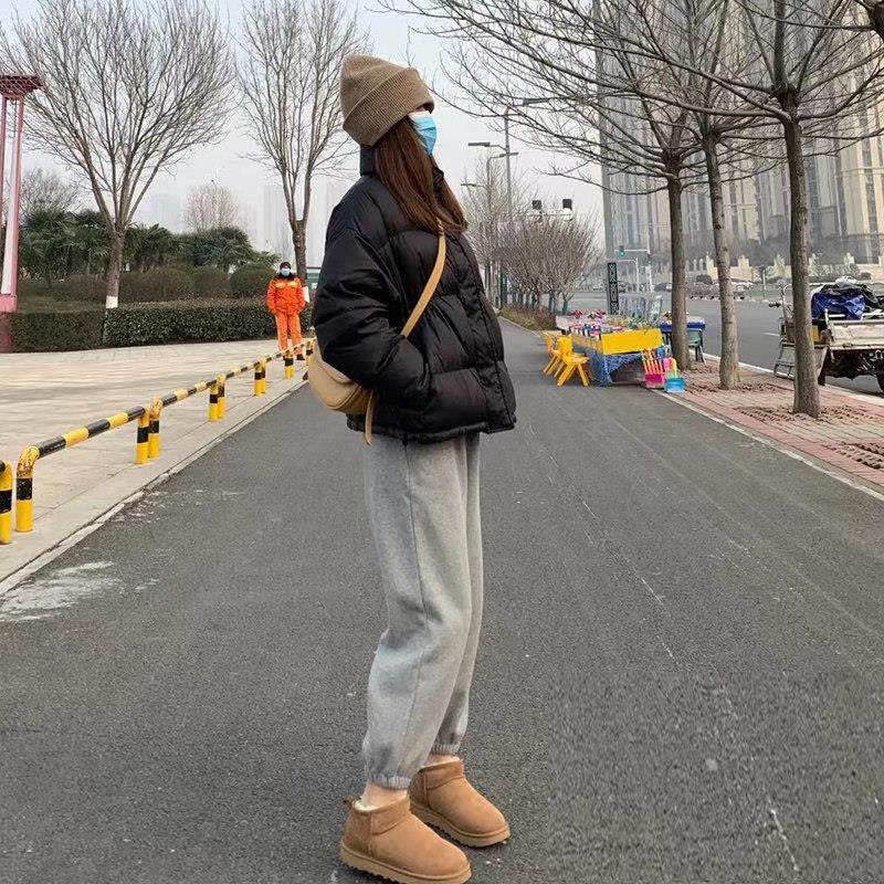 Lusam 黑色羽绒服女短款小个子白鸭绒冬季加厚2025年新款保暖外套