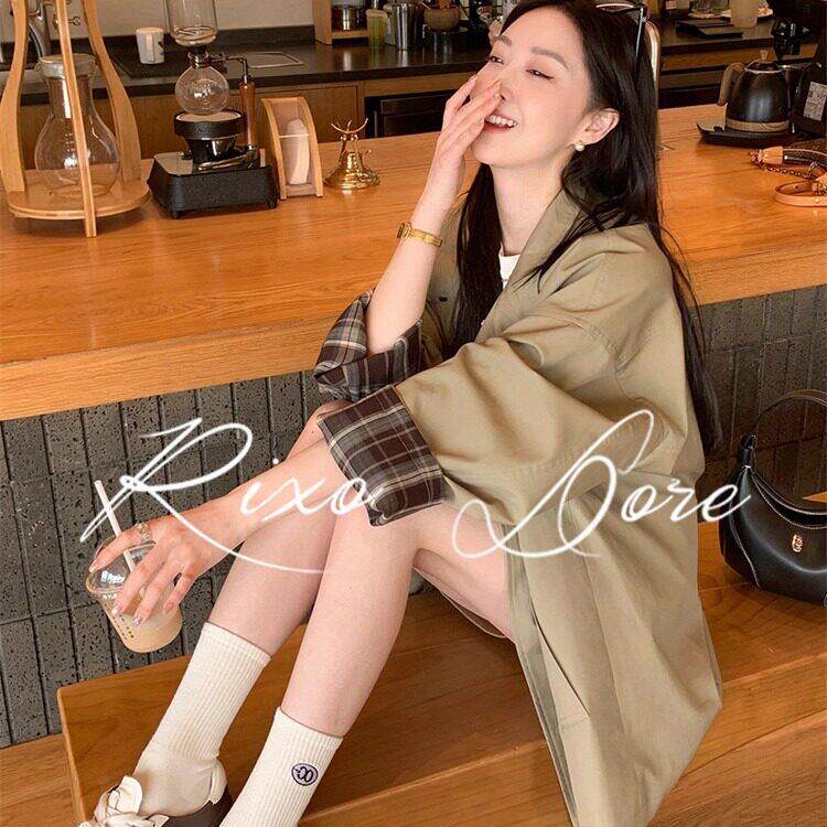 RIXO DORE法式英伦风春秋高级感大衣宽松设计撞色短款风衣外套女