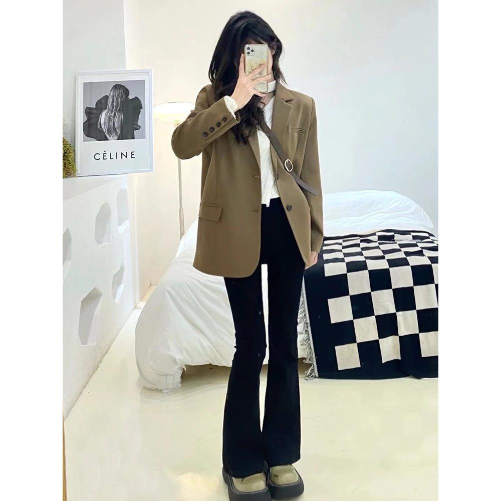 LILY MOST咖啡色高级设计感小个子西装外套女春新款宽松休闲西服