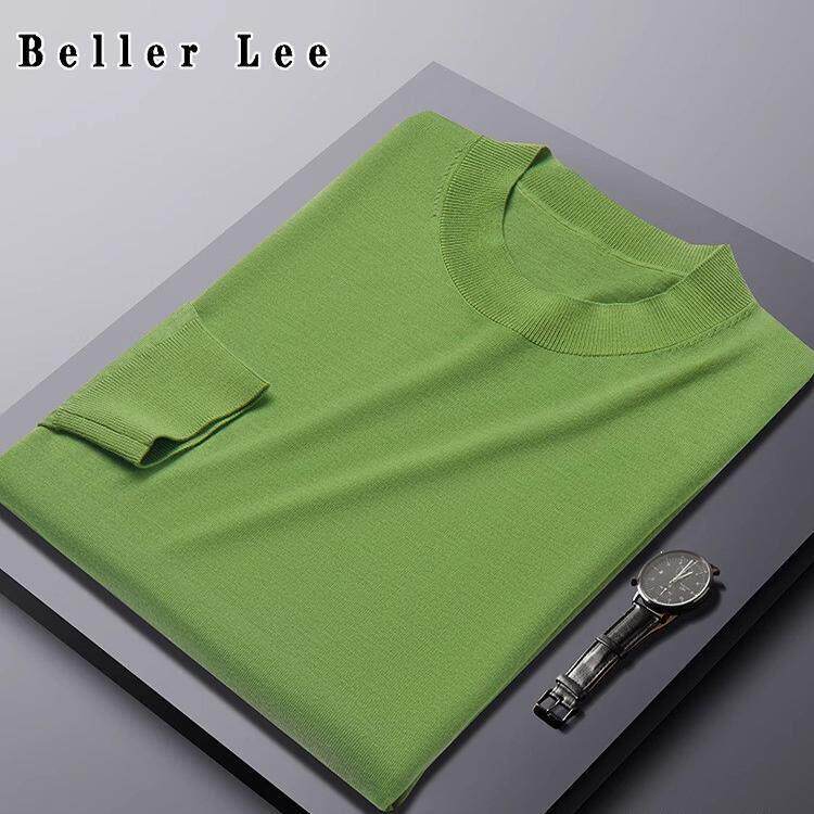 BellerLee 100支精纺轻薄款半高领羊绒衫男中领羊毛衫纯色