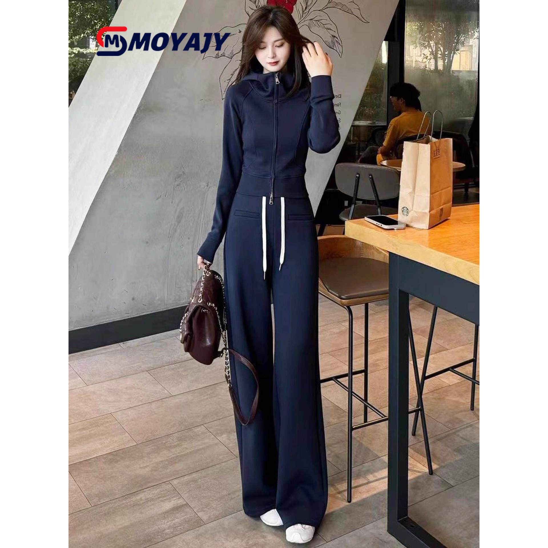 MOYAJY品牌春秋装新款显瘦修身短外套阔腿裤卫衣休闲运动两件套女