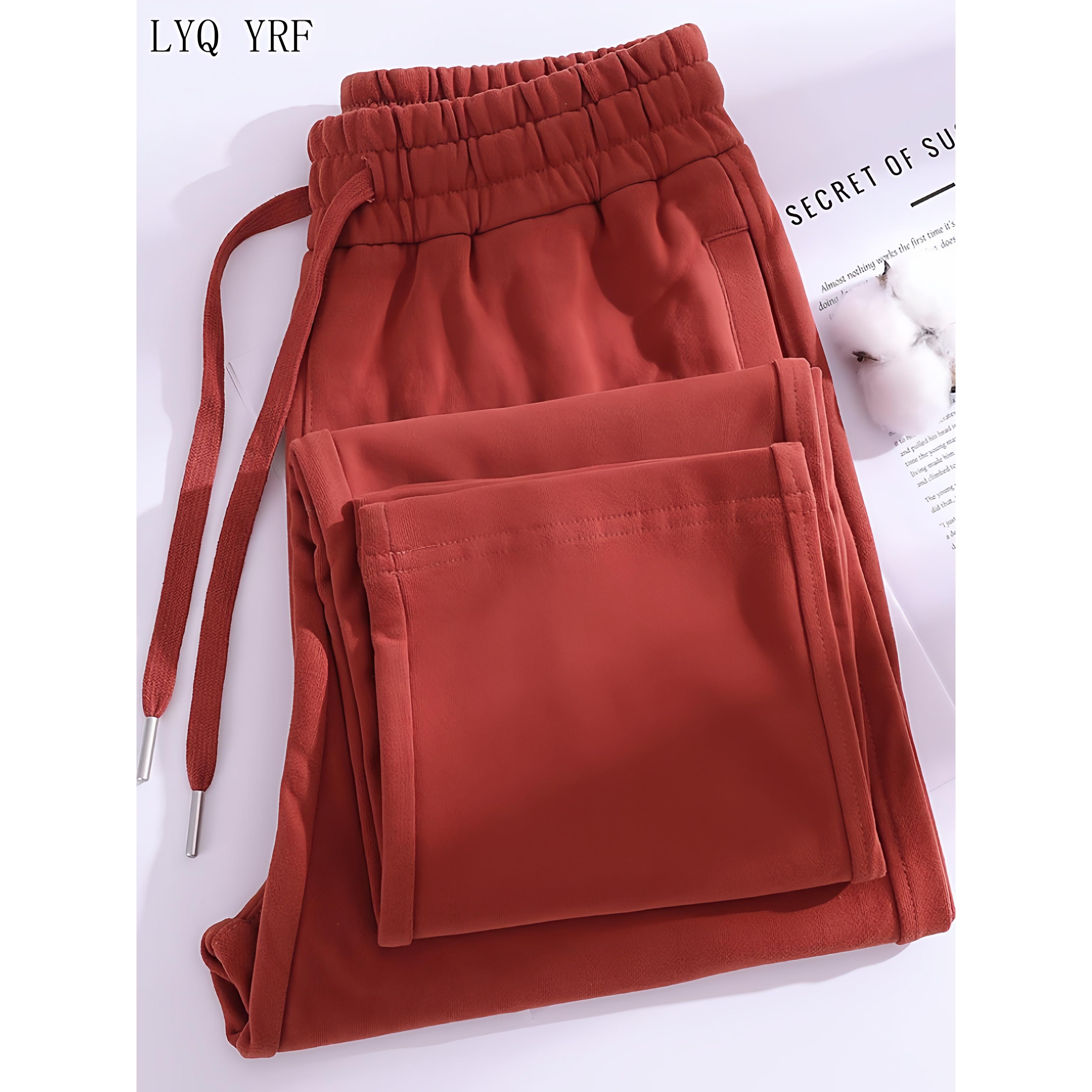 Lyq yrf新款全棉运动裤女春秋款舒适休闲直筒卫裤女宽松长裤子