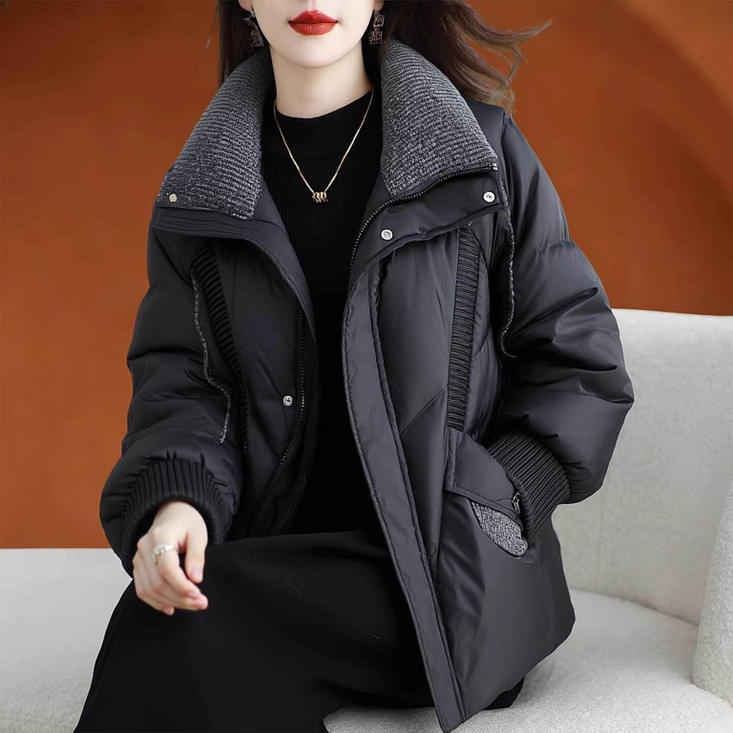 玛古芭黑色羽绒服女冬季2025新款中长款小个子大码加厚保暖白鸭绒