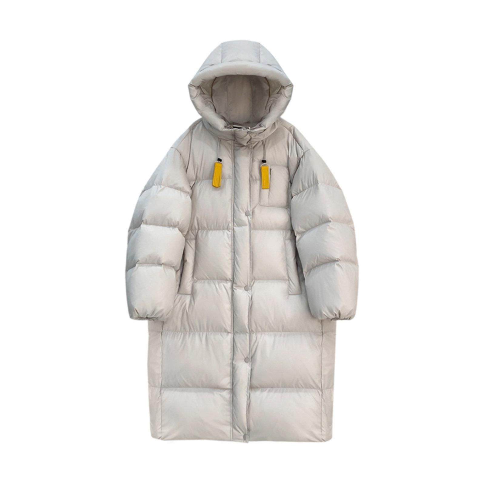 LILY MOST巨厚白鸭绒羽绒服女中长款2025宽松连帽过膝白鸭绒外套