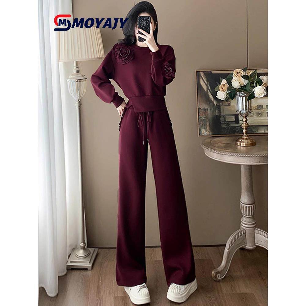 MOYAJY品牌高级感休闲时尚套装女秋季设计感小众上衣阔腿裤两件套