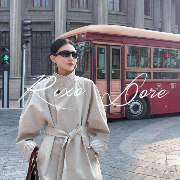 RIXO DORE法式高级感立领短款风衣外套女气质英伦风廓形休闲大衣