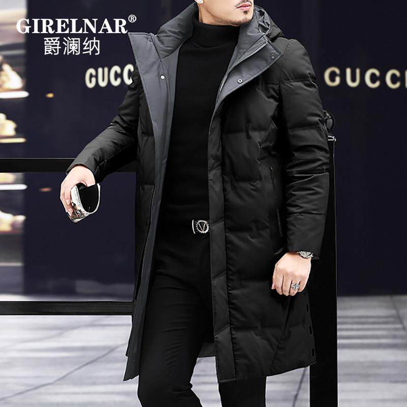爵澜纳新款羽绒服男中长款冬季加厚保暖中年男士爸爸冬装大码外套