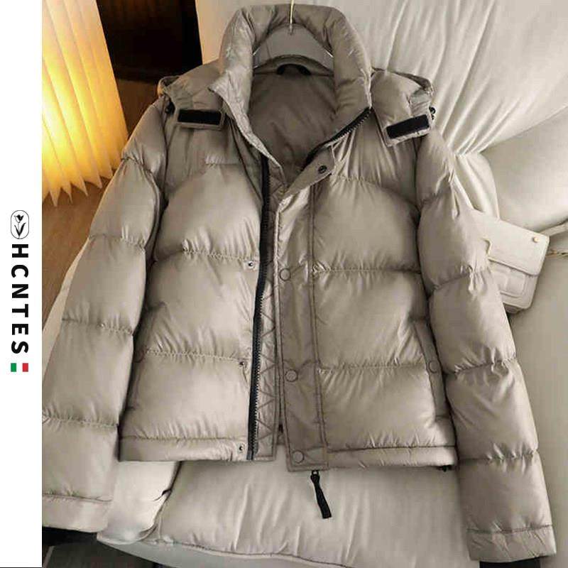 HCNTES羽绒服女2024冬新款高端品牌加厚保暖白鹅绒小个子连帽外套