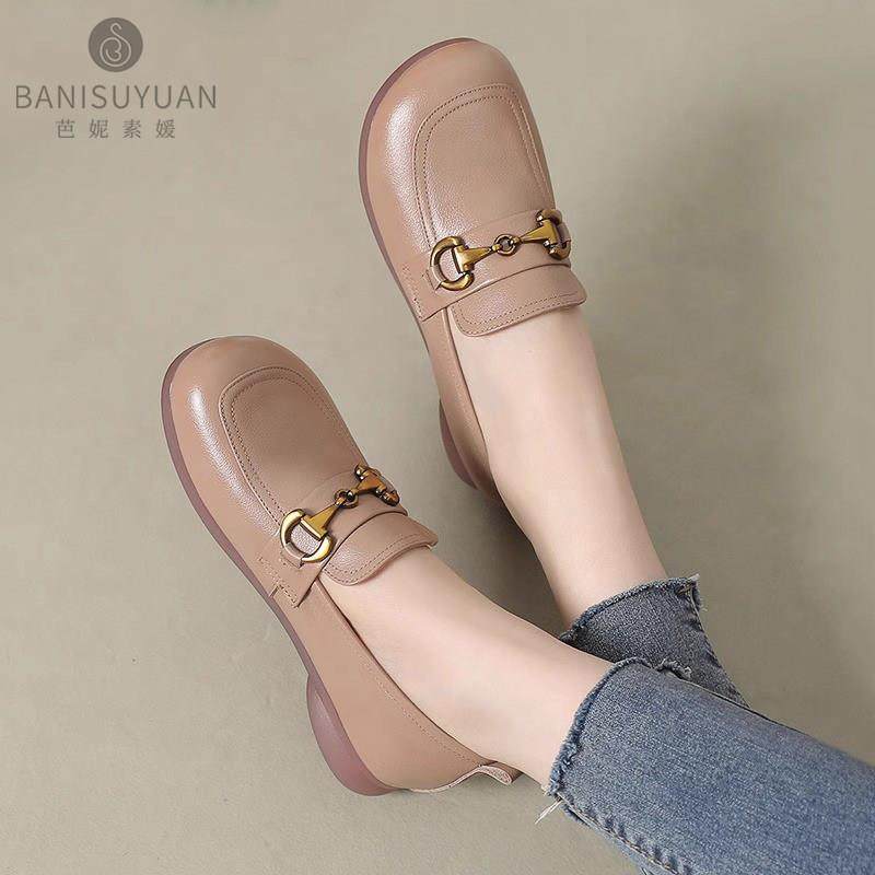 软皮平底单鞋女2025年春夏季新款深口真皮女鞋时尚软底大码乐福鞋,女鞋,深口单鞋,淘宝优惠券,粉丝福利购,淘宝优惠卷