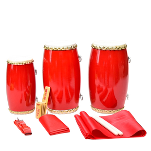 昕典成人腰鼓木质牛皮鼓安塞腰鼓儿童小腰鼓全套舞蹈鼓秧歌鼓乐器