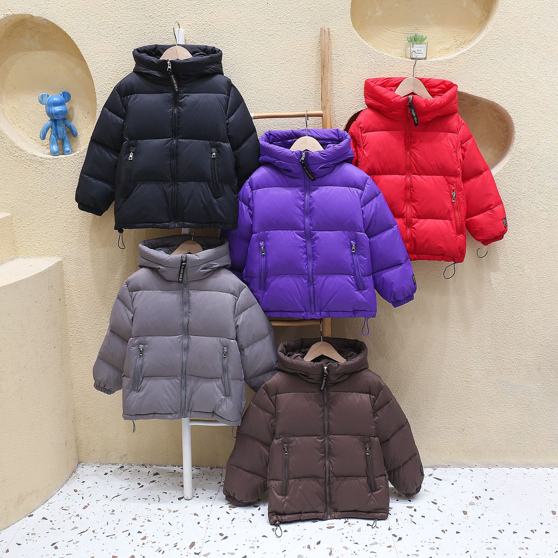 2025秋冬新款童装羽丝绒丝服中大儿童羽绒服韩版加厚黑金面包服