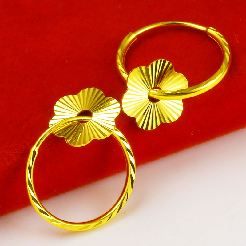 纯黄金耳环女款耳坠AU750金子纯金首饰9999足金结婚真金饰品