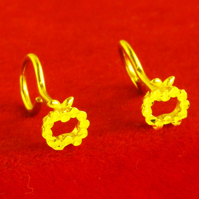 黄金耳钉弯钩男女款9999足金耳饰纯金耳环苹果5g真金子年轻款