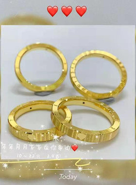 新款黄金时钟戒指999足金数字520男女款情侣对戒CNC爱心时尚指环