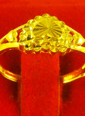 黄金戒指9999足金女款心心相守爱心形纯金指环素金首饰送老婆