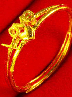 黄金戒指女款9999足金爱心形心心相守送女朋友生日礼物送老婆