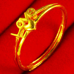 黄金戒指女款9999足金爱心形心心相守送女朋友生日礼物送老婆