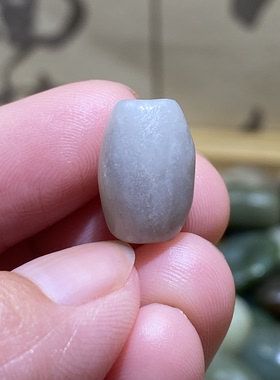 和田玉白青花随型桶珠配饰老光工艺复古风藏式手编绳手串手链配珠