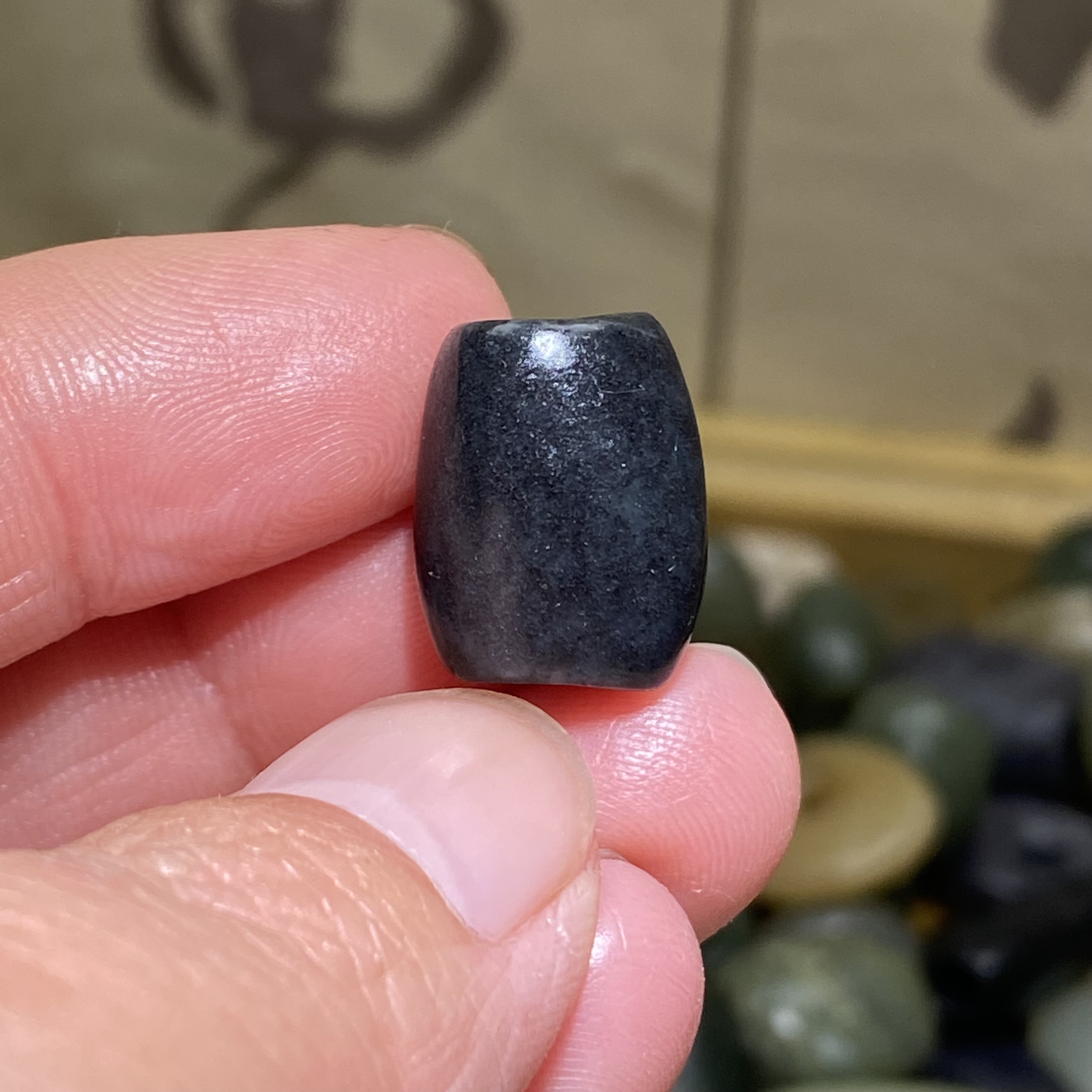 和田玉墨玉随形桶珠配饰老光工艺复古风藏式手串手链手编绳配珠