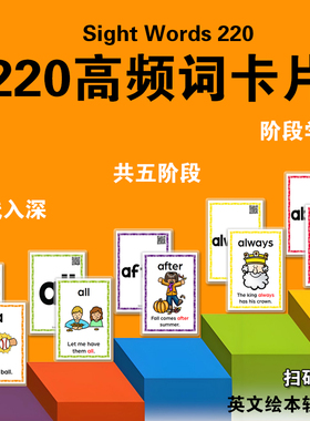 双面sight words220高频词闪卡小学英语入门单词卡片英文教师具